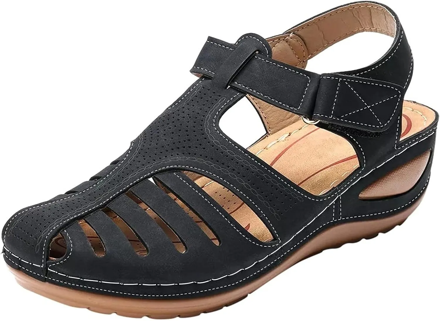 Women's Sandals with Arch Support and Back Strap Womens Orthopedic Flats Wedge Sandals Women Dressy Comfort Arch Support Sandals Chunky Sandals for Women Cushioned Sandals for Women