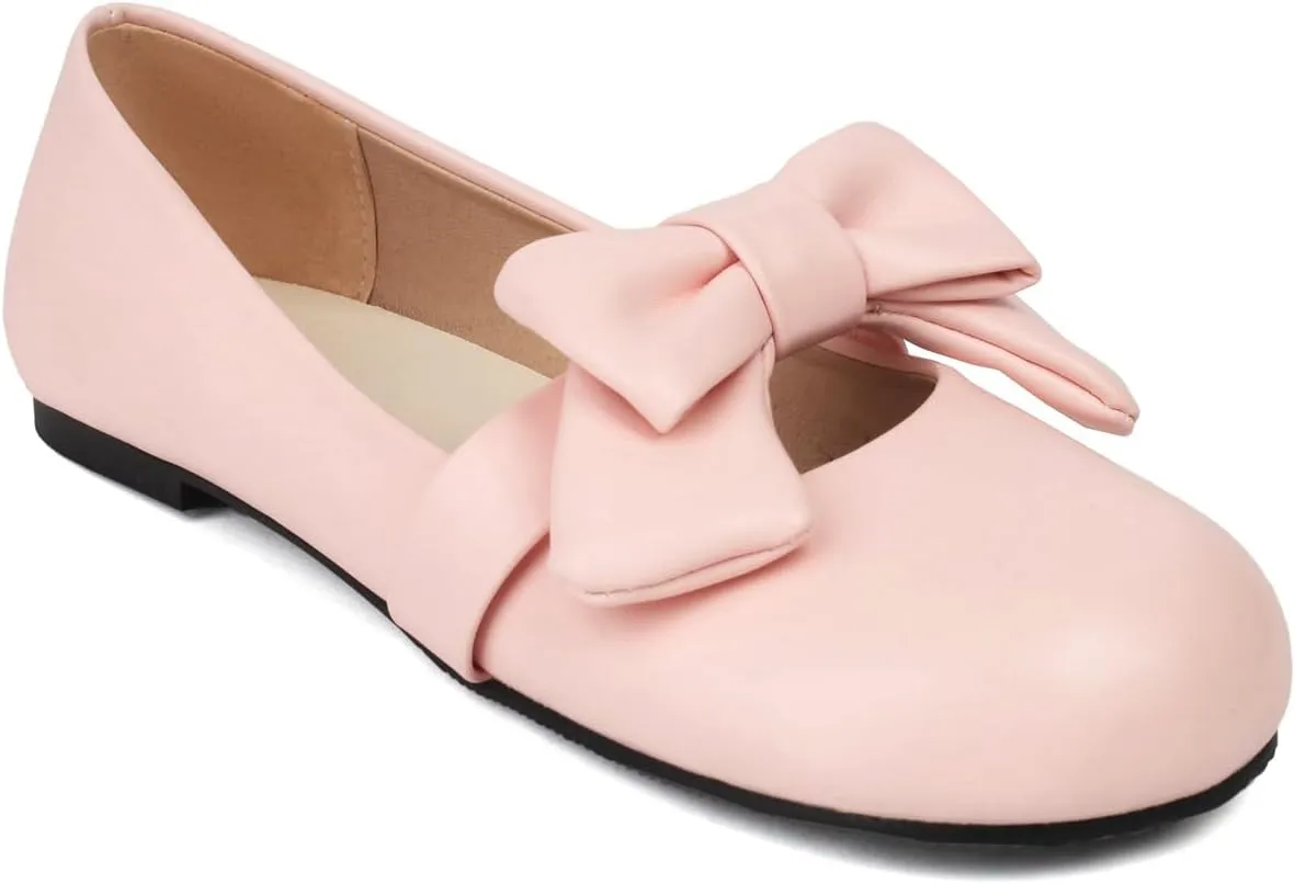 Women's Slip On Round Toe Flat Heel Lolita Shoes Sweet Cute Bow tie Hollow Out Princess Kawaii Shoes Party Pumps