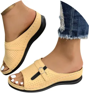 Women's Summer Slippers Comfortable Open Toe Casual Sandals with 45cm Wedge Heel for Beach Vacation Dressy Outfits