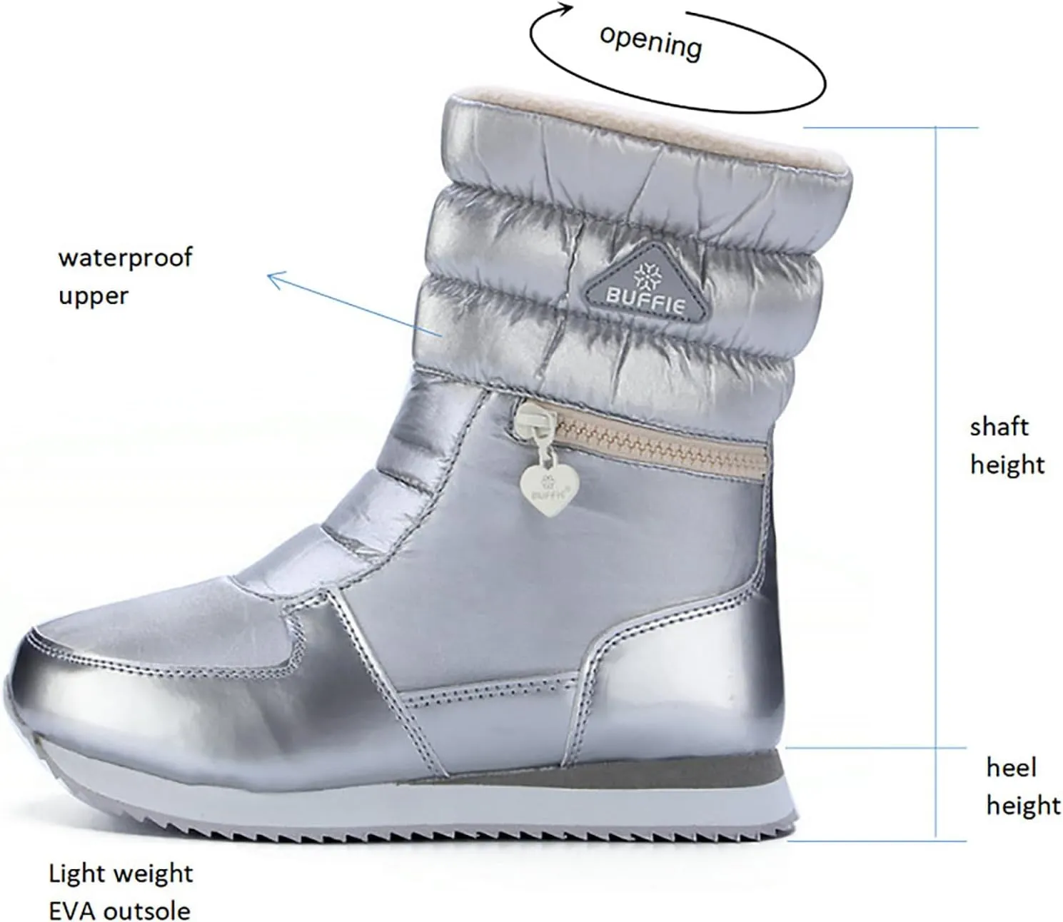 Women's Waterproof Winter Snow Boots Lightweight Warm Faux Fur Lined Mid-Calf Booties Fur Lined WaterProof Warm No-Slip