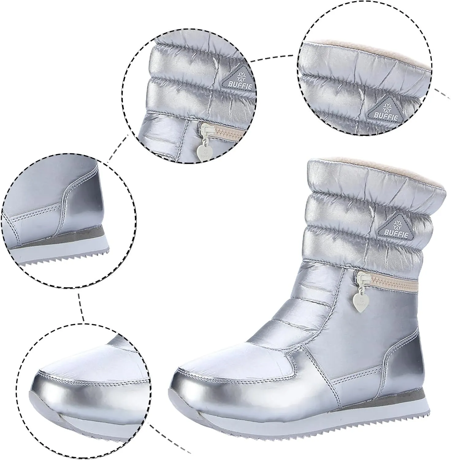 Women's Waterproof Winter Snow Boots Lightweight Warm Faux Fur Lined Mid-Calf Booties Fur Lined WaterProof Warm No-Slip