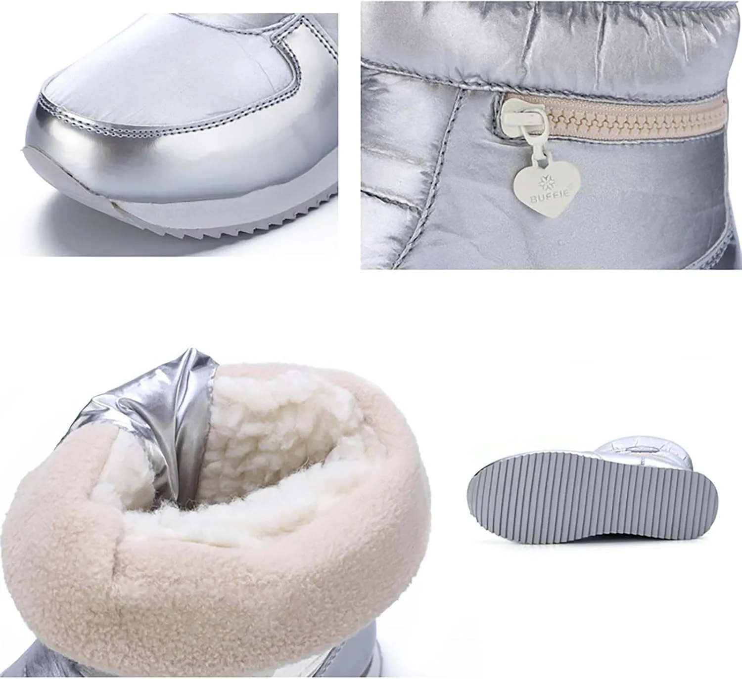 Women's Waterproof Winter Snow Boots Lightweight Warm Faux Fur Lined Mid-Calf Booties Fur Lined WaterProof Warm No-Slip