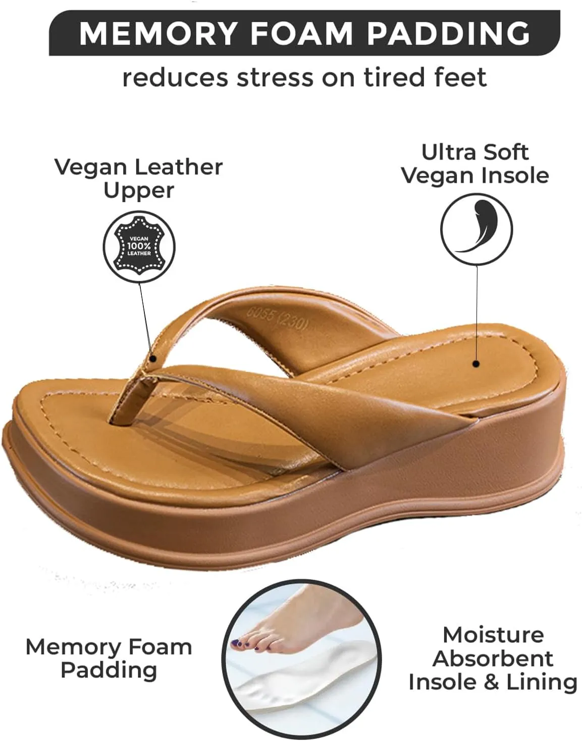 Women's Wedges Platform Orthotic Flip Flops Comfort Arch Support Slip on Wedge Plantar Fasciitis Thong Sandals Soft Yoga Mat EVA Sole Outdoor Beach Home Cushion Slippers