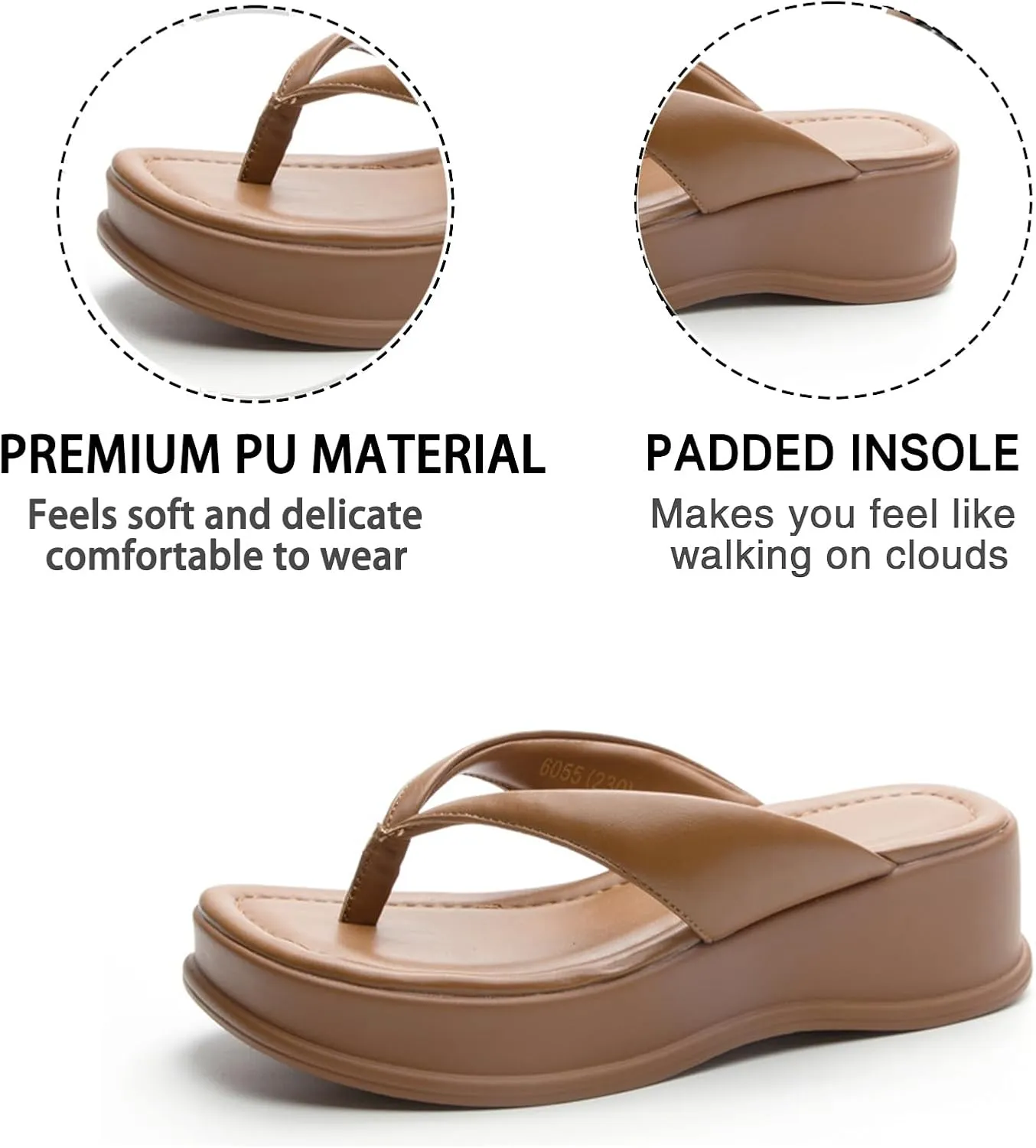 Women's Wedges Platform Orthotic Flip Flops Comfort Arch Support Slip on Wedge Plantar Fasciitis Thong Sandals Soft Yoga Mat EVA Sole Outdoor Beach Home Cushion Slippers