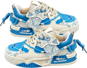 Y2K Chunky Sneakers for Women, Graffiti Design Platform Shoes, Height-Increasing Casual Big Size Travel