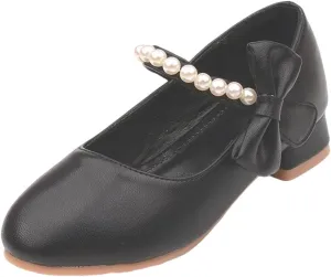 YIBLBOX Girl's Mary Jane Dress Shoes Low High Simple Casual Ballet Flats with Pearl Dance Shoes for Kids Toddler
